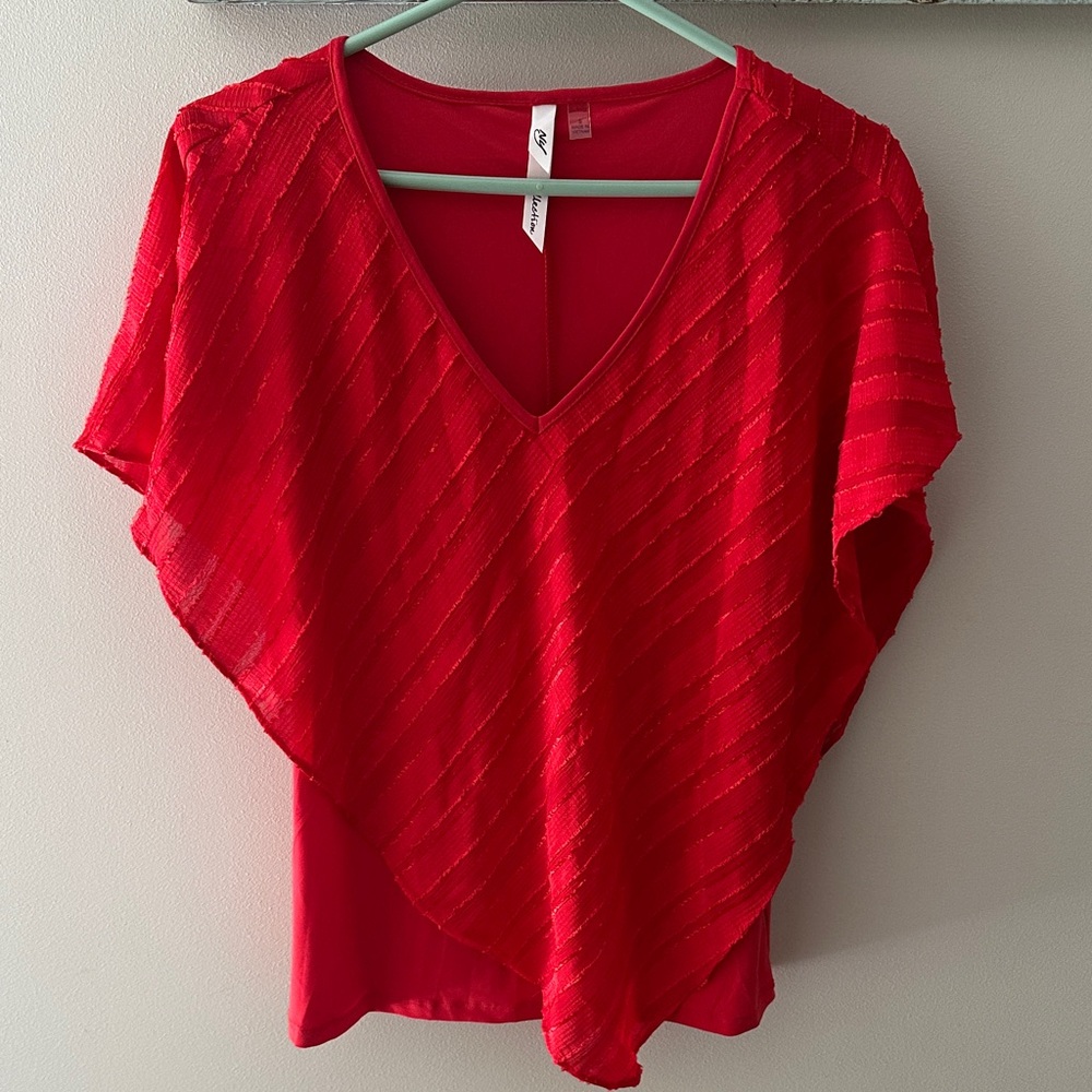 NY Collection Scarlet V-Neck Blouse